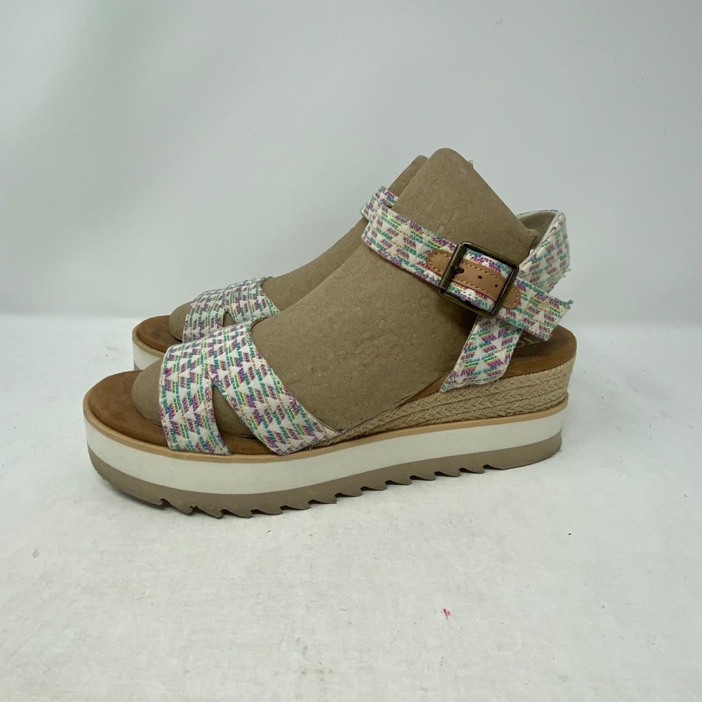 Toms Kallie Womens Size 8 Multicolor Platform Espadrille Sandals Strappy